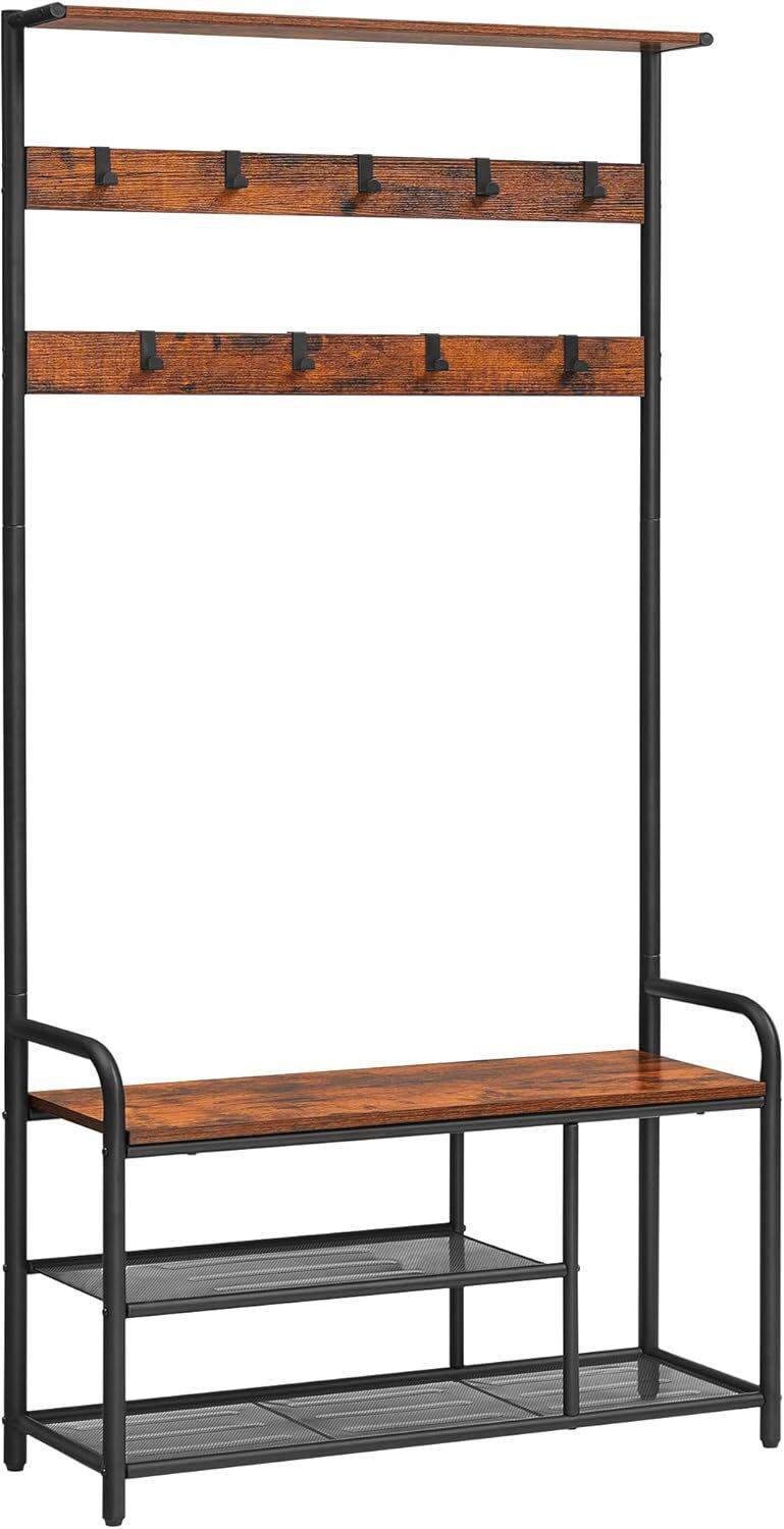 Garderobe Braun, Schwarz B: 85 Cm - Schwarz/Braun, Trend, Holzwerkstoff/Metall (85/180,5/30cm) - MID.YOU