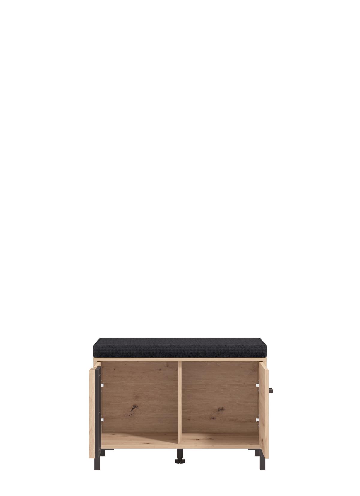 Előszobapad Laval - fekete/Artisan tölgy, Basics, faalapú anyag/textil (80/52/40cm)