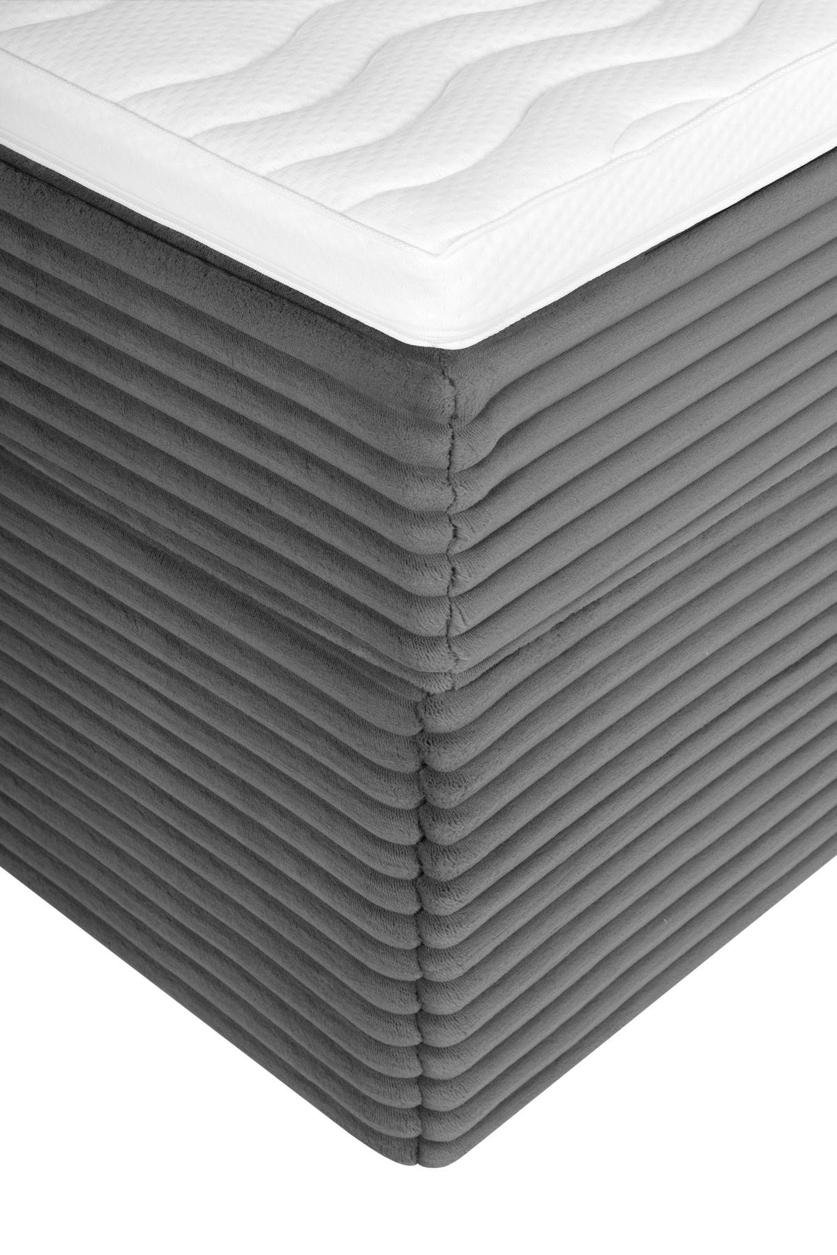 Boxbett Cordoba Dunkelgrau, Lf: 180x200 Cm - Dunkelgrau/Schwarz, Basics, Holz/Textil (180/200cm) - Livetastic