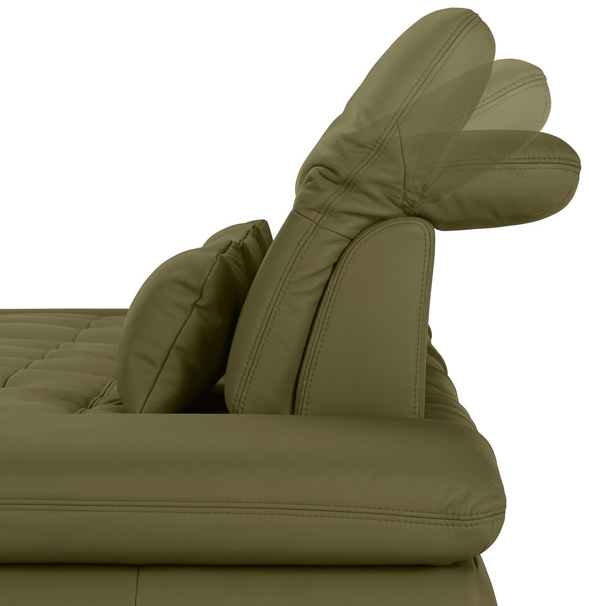 Rohová sedačka SANFINO, levá, olivově zelená pravá kůže - barvy chromu/olivově zelená, Konvenční, kov/kůže (199/305cm) - Premium Living