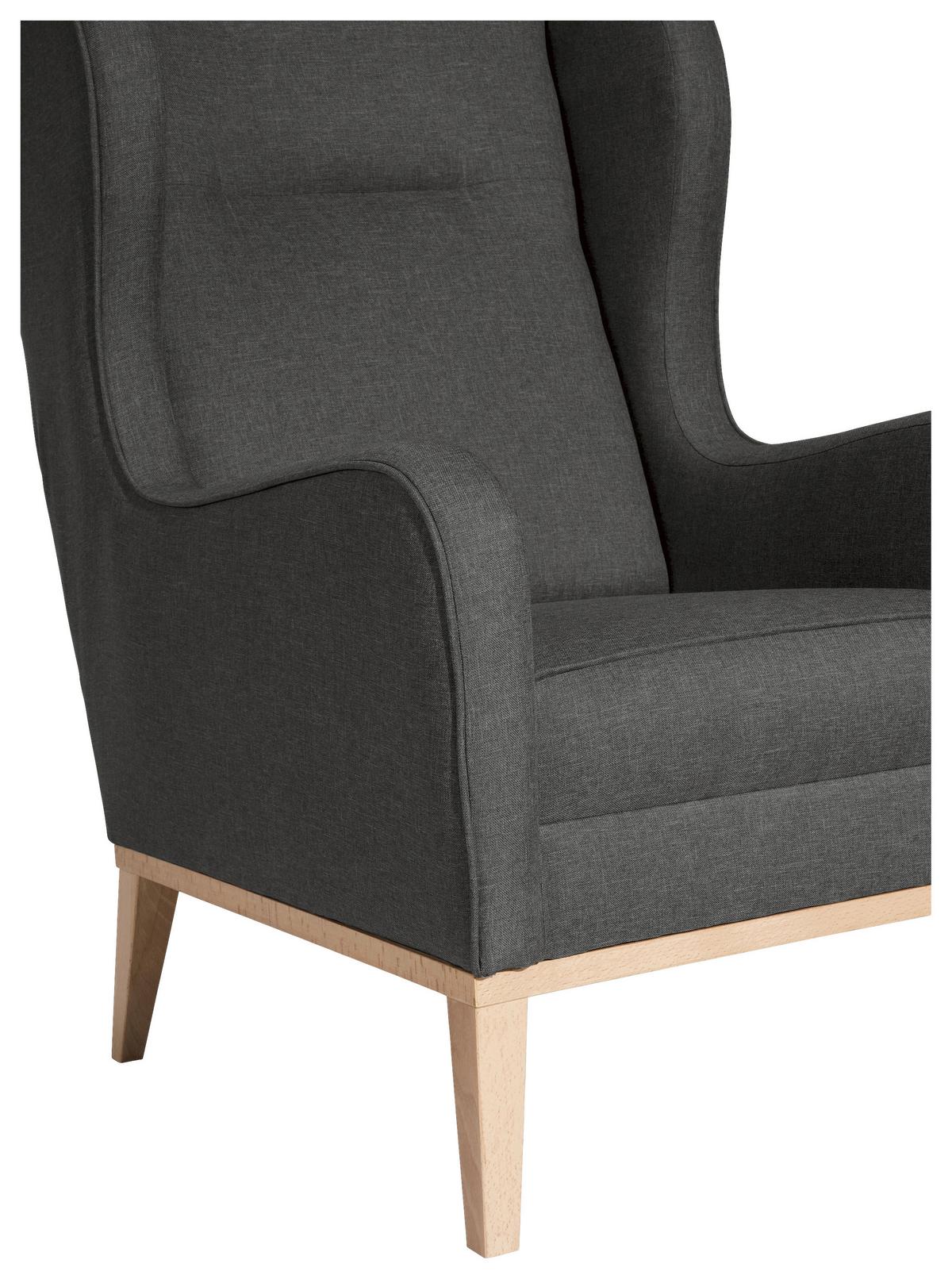 Ohrensessel Angelo - Anthrazit/Naturfarben, KONVENTIONELL, Textil (66/104/78cm) - Max Winzer
