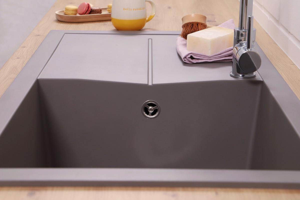 Spüle Cleveland Grau 100x21,4 cm - Grau, Basics, Glas/Kunststoff (100/21,4/50cm) - Respekta