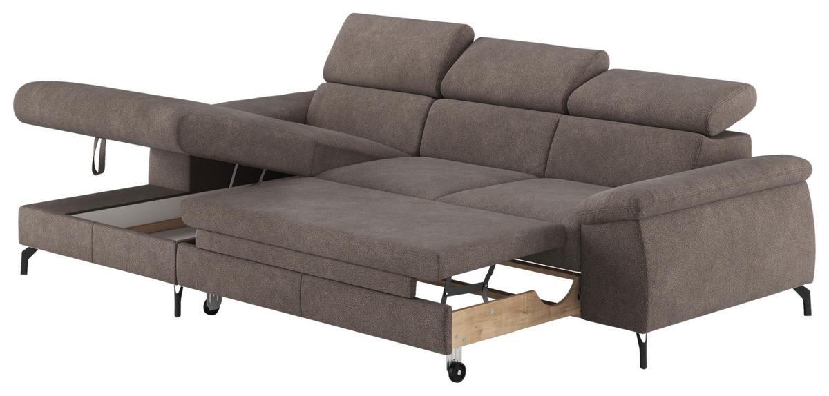 Ecksofa Kitty Grau S. 166x244 cm - Schwarz/Grau, Design, Textil (166/244cm) - Livetastic