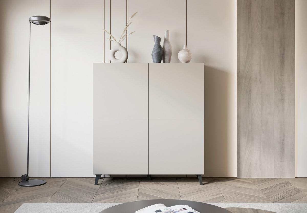 Highboard Phuket 120 Beige, Kaschmir B: 120 Cm - Kaschmir/Beige, Design, Holzwerkstoff (120/128/39cm) - Livetastic