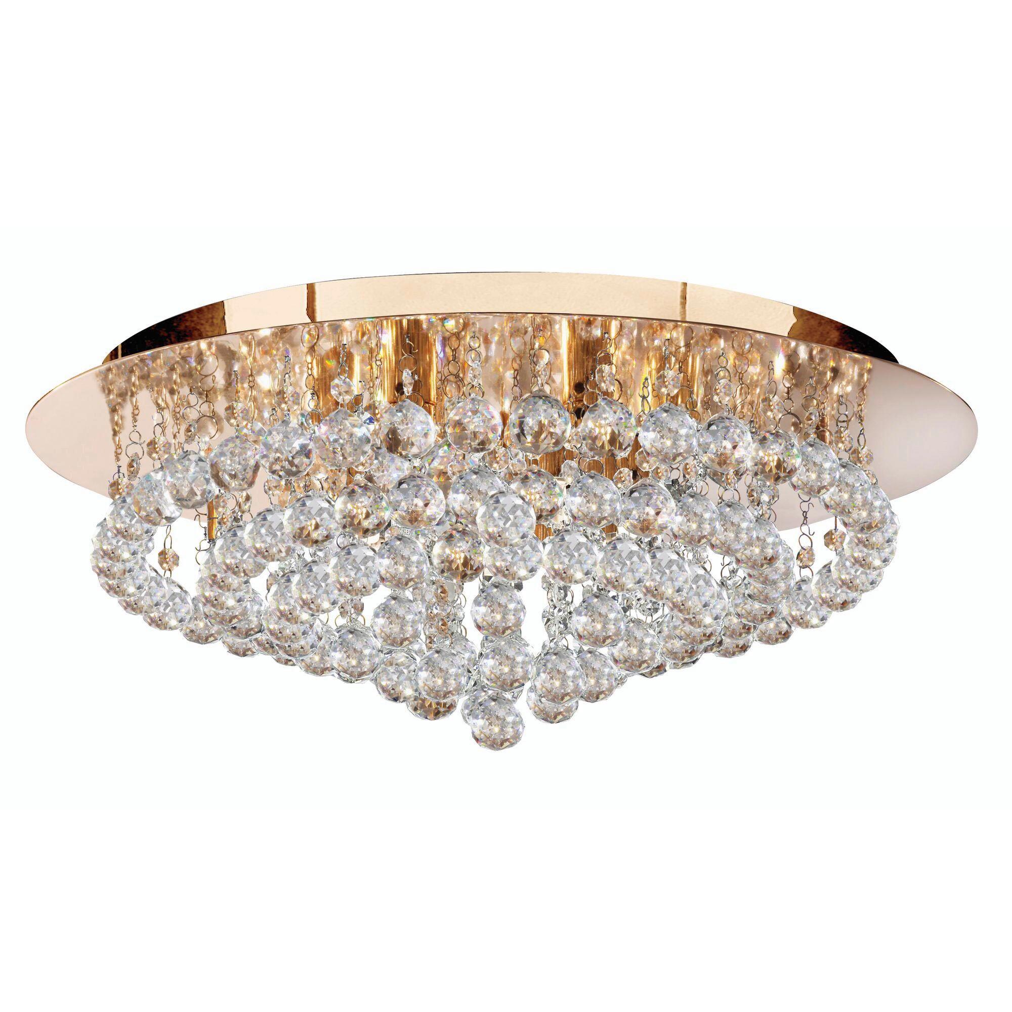 Deckenleuchte Ø 55 cm, 8-Flammig, dimmbar - Goldfarben, KONVENTIONELL, Glas/Metall (55/21cm)