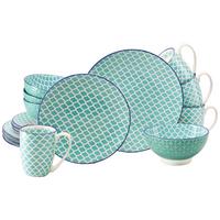 Kombiservice Keramik. Weiß/Petrol, 16--Teilig. - Petrol/Weiß, Basics, Keramik - Creatable
