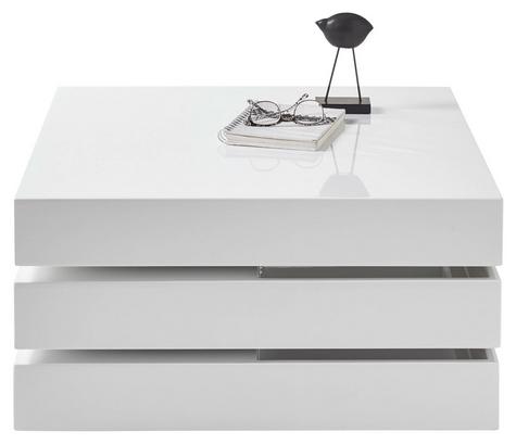 Schickes Design und praktischer Stauraum in einem Weißer Couchtisch in Quaderform