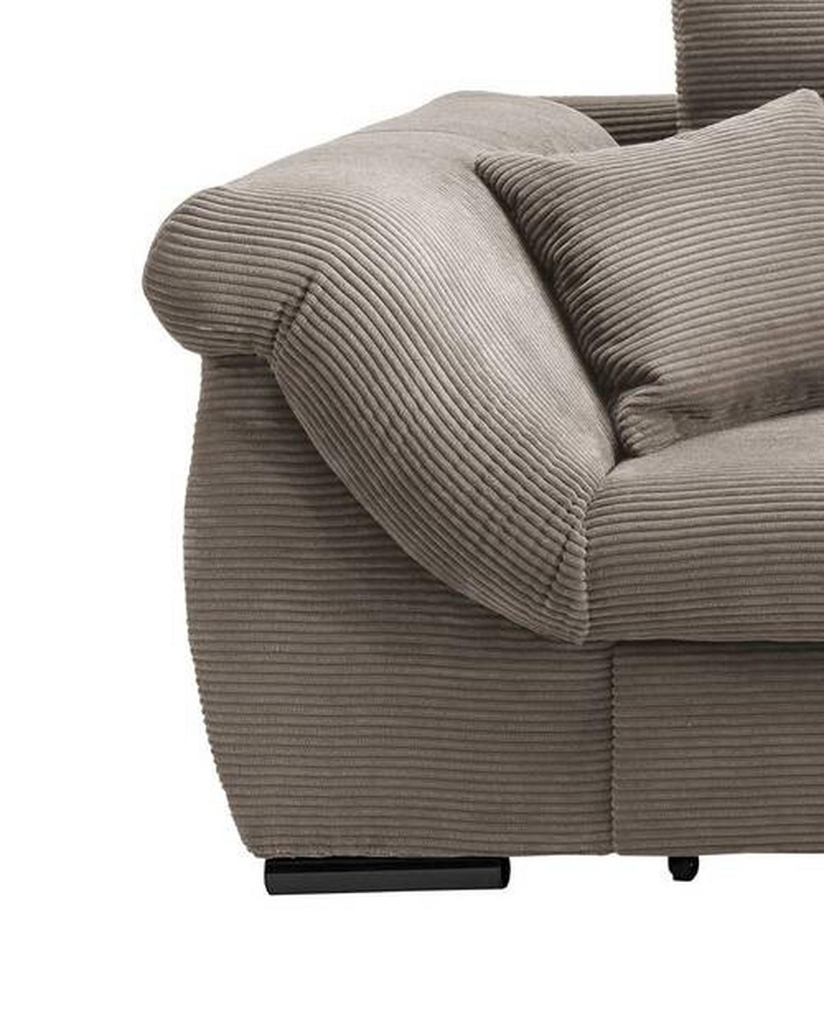 Ecksofa Federico Graubraun S: 302/188 cm - Graubraun/Schwarz, MODERN, Holz/Textil (302/188cm) - MID.YOU