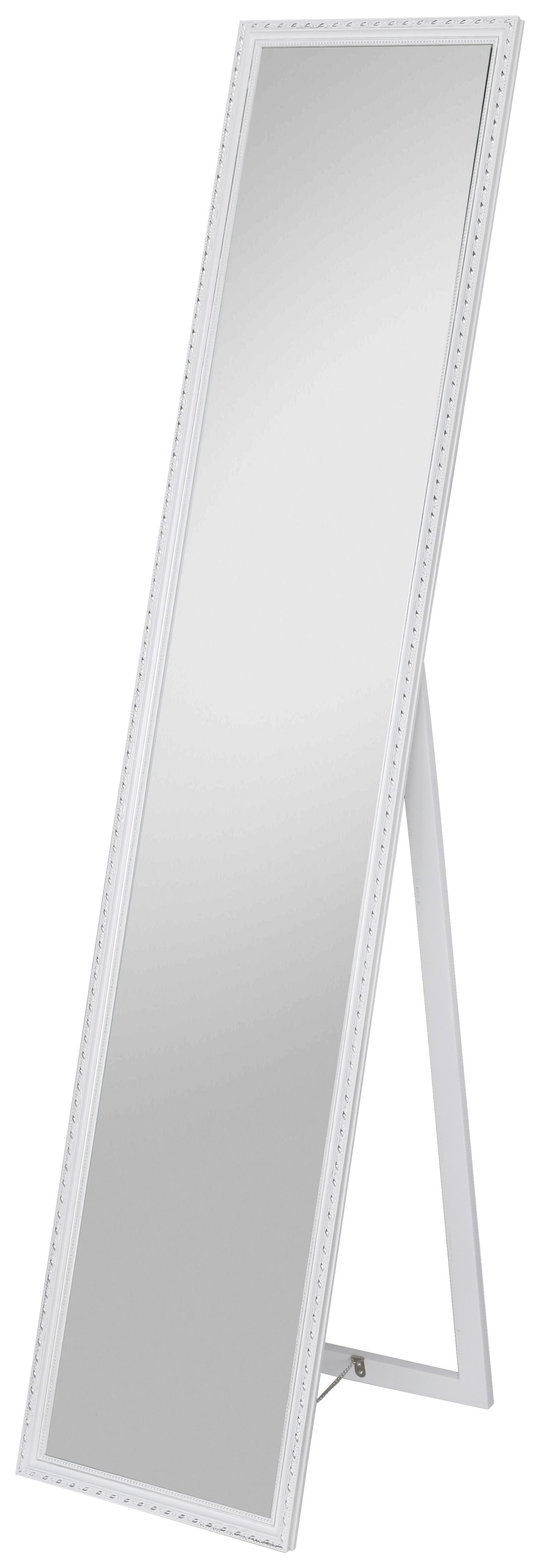 Standspiegel Pisa Rechteckig 34x160cm Weiß/Silber - Silberfarben/Weiß, MODERN, Glas/Holz (34/160/2,3cm)
