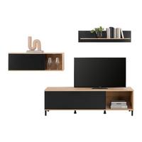 Obývací stěna VIDA - černá/dub artisan, Basics, kompozitní dřevo/plast (255/165/40cm) - Based