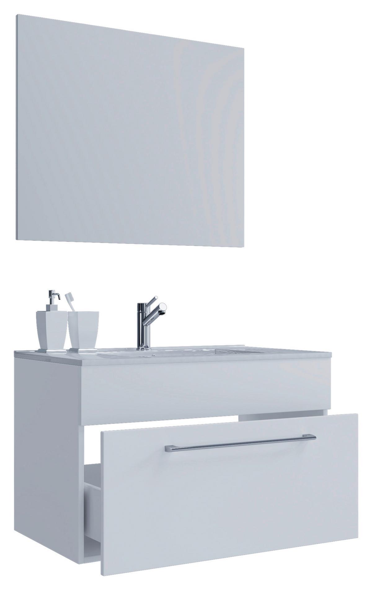 Badezimmer Badinos 3-teilig Weiß B: 80 Cm - Weiß, MODERN, Keramik/Holzwerkstoff (80cm) - MID.YOU