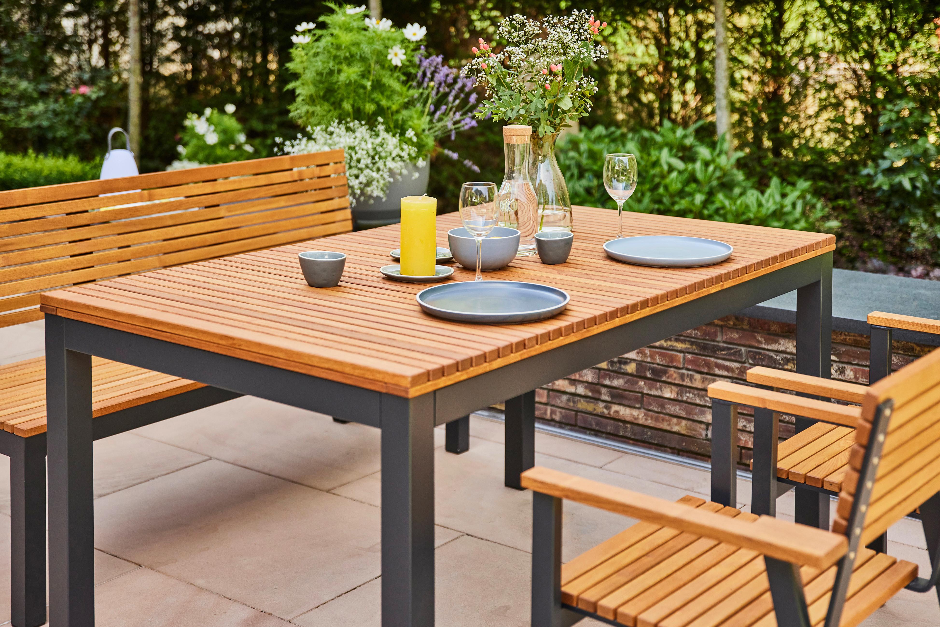 Gartentisch Robinienholz /Metall L 160 cm - Anthrazit/Robinienfarben, KONVENTIONELL, Holz/Metall (160/90/76cm) - Siena Garden