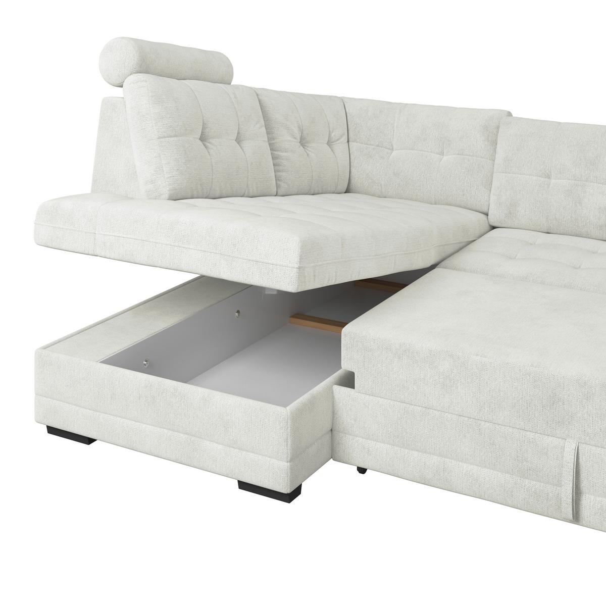 Ecksofa mit Schlaffunktion Falco new Creme 183x251 cm - Creme/Schwarz, KONVENTIONELL, Textil (183/251cm) - Ondega