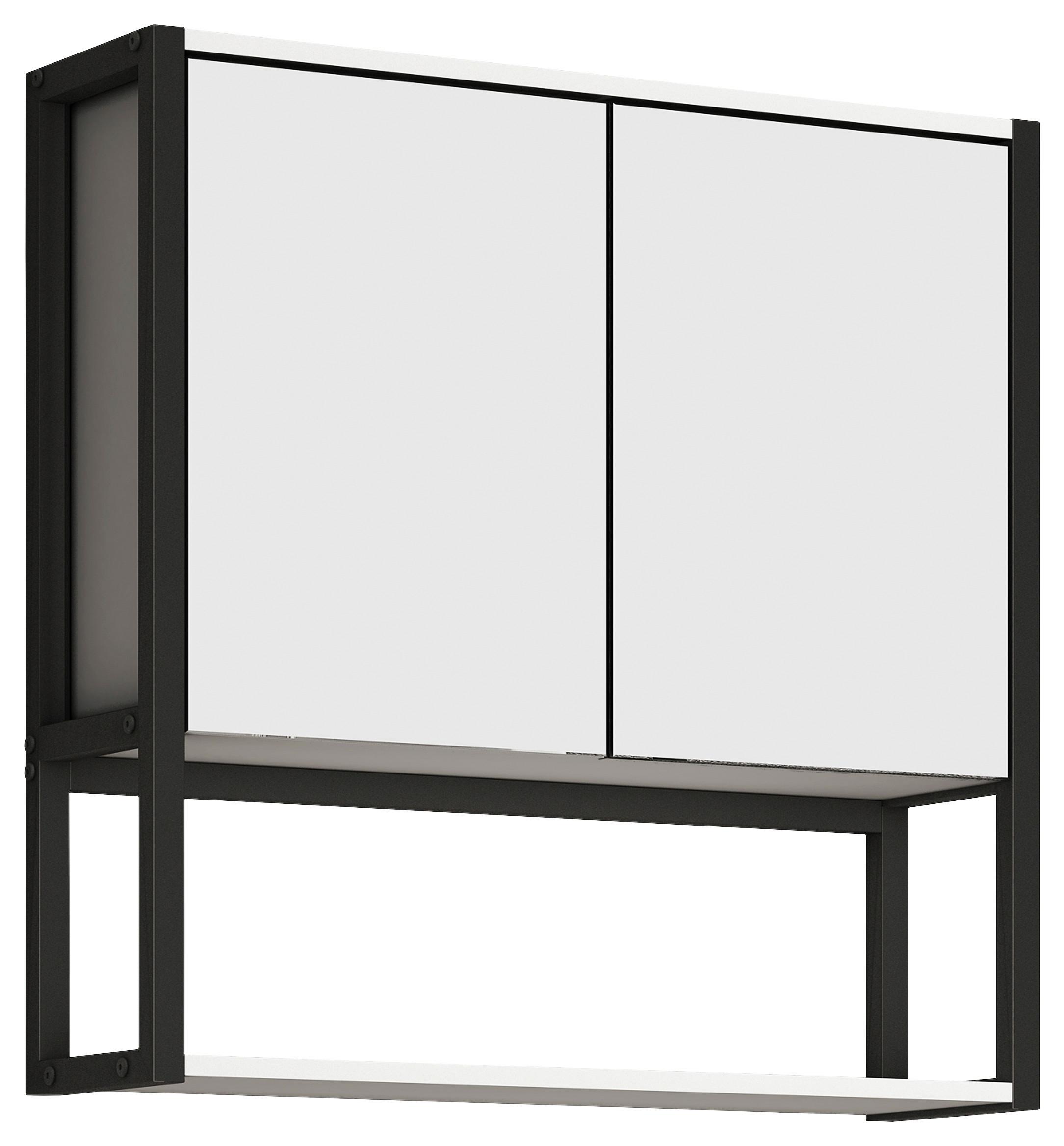 Spiegelschrank Edino 2-Türig BxHxT: 60x60x17 cm - Schwarz/Weiß, MODERN, Glas/Holzwerkstoff (60/60/17cm) - MID.YOU
