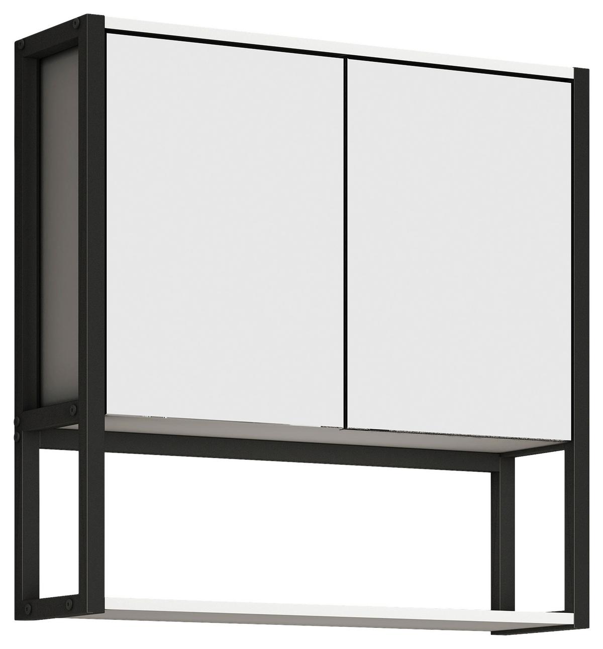 Spiegelschrank Edino 2-türig Bxhxt: 60x60x17 Cm - Schwarz/Weiß, MODERN, Glas/Holzwerkstoff (60/60/17cm) - MID.YOU