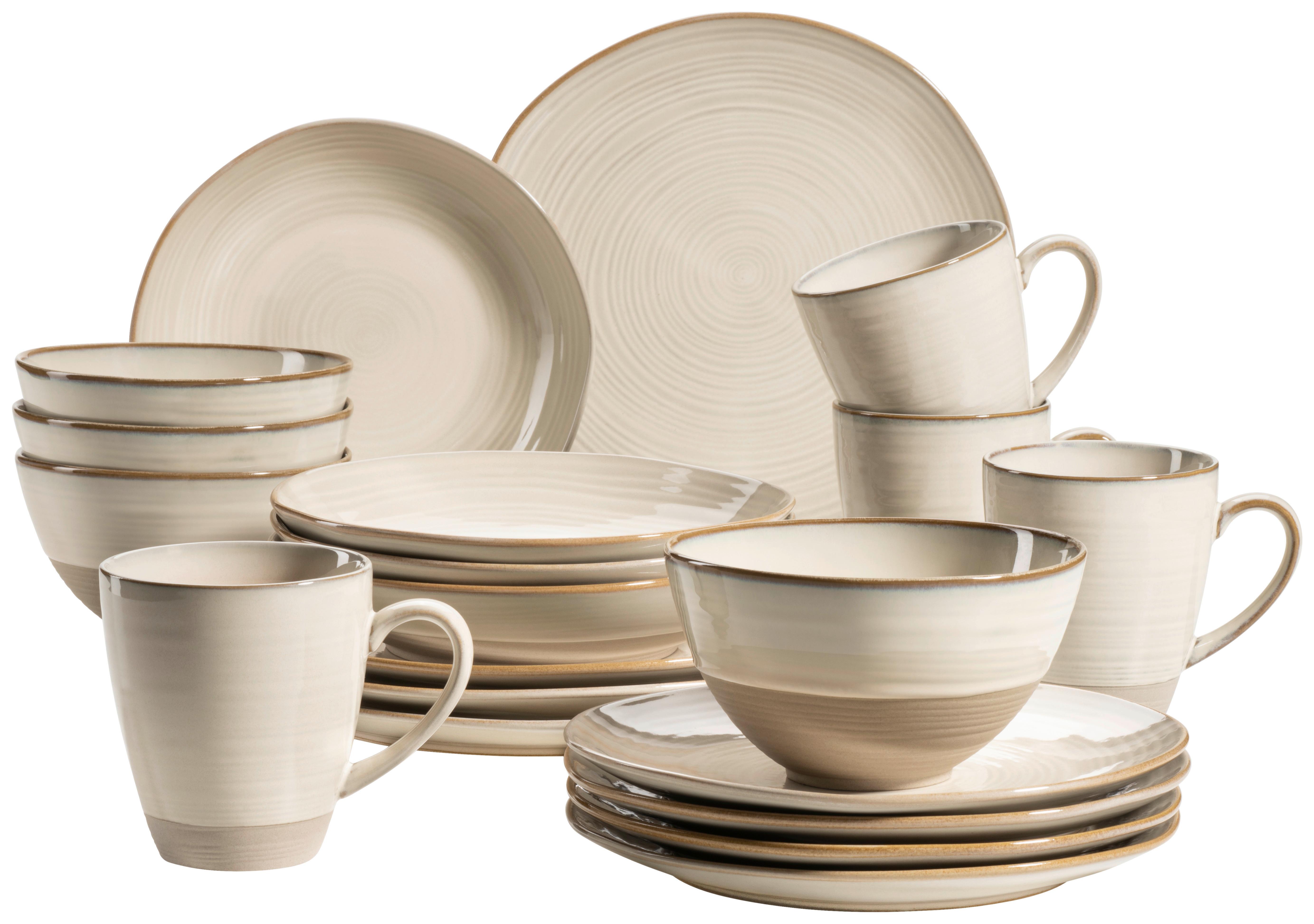 Kombiservice 4 Personen Geschirr Set - Beige, Basics, Keramik - Mäser