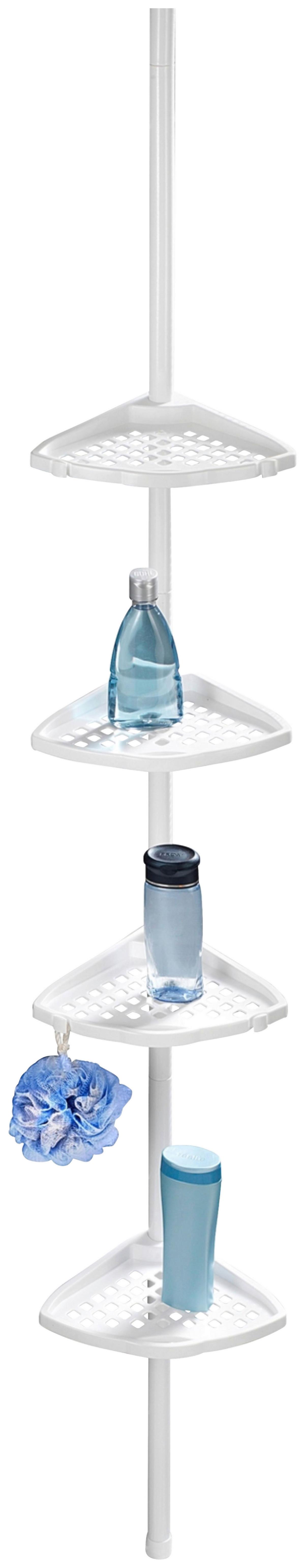 Badezimmerregal Mit 4 Ablageflächen 19,5 Cm Weiß - Weiß, KONVENTIONELL, Metall (19,5/85/26cm) - Wenko