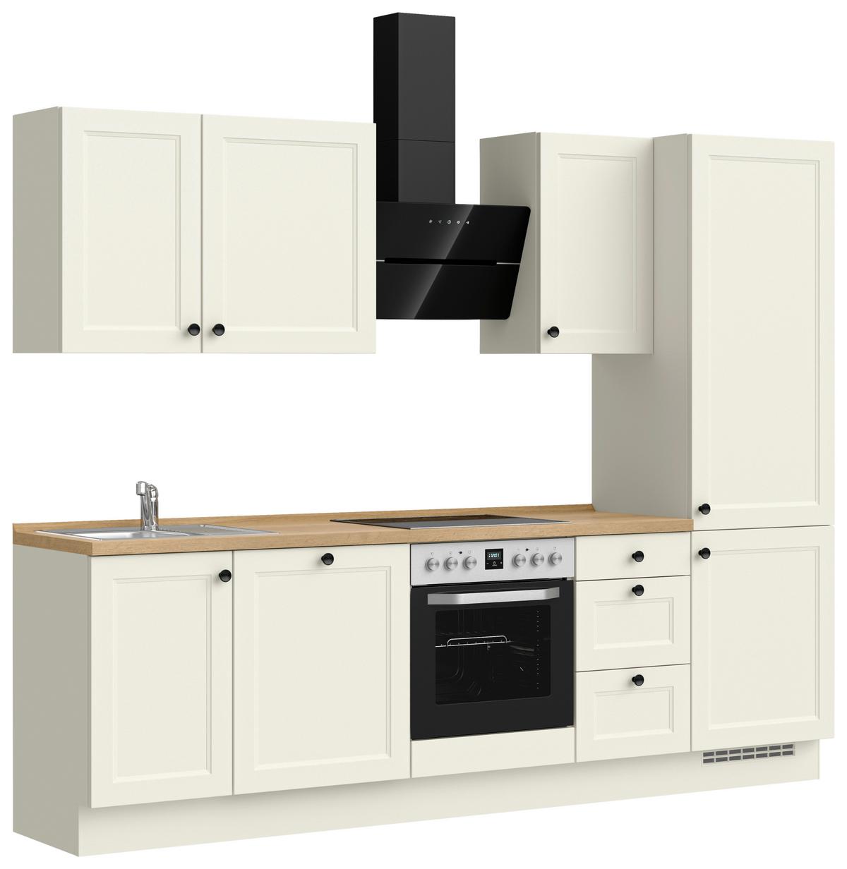 Kuchynská linka 270 cm, biela/dekor dub Sierra - čierna/biela, Modern, kov/kompozitné drevo (270cm) - Nobilia