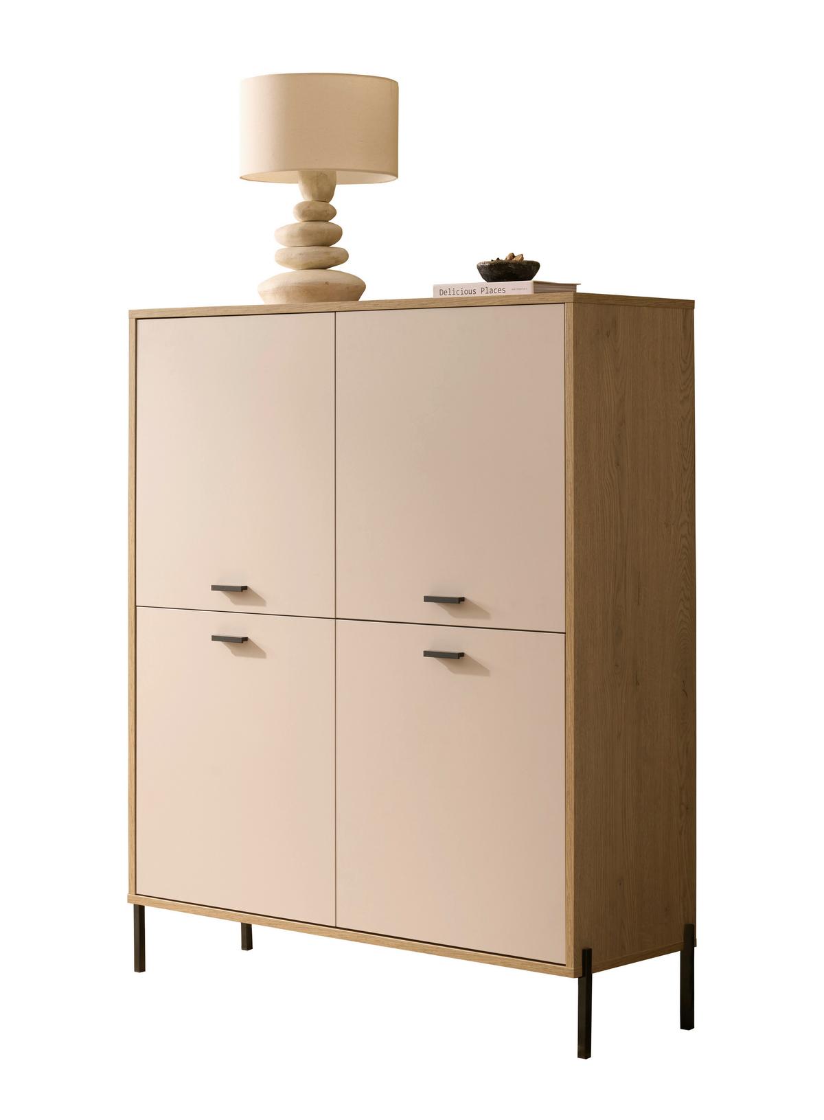 Highboard Fredericia Eichefarben Kaschmir B: 115 cm - Kaschmir/Eichefarben, Design, Holzwerkstoff (115/140/40cm) - MID.YOU