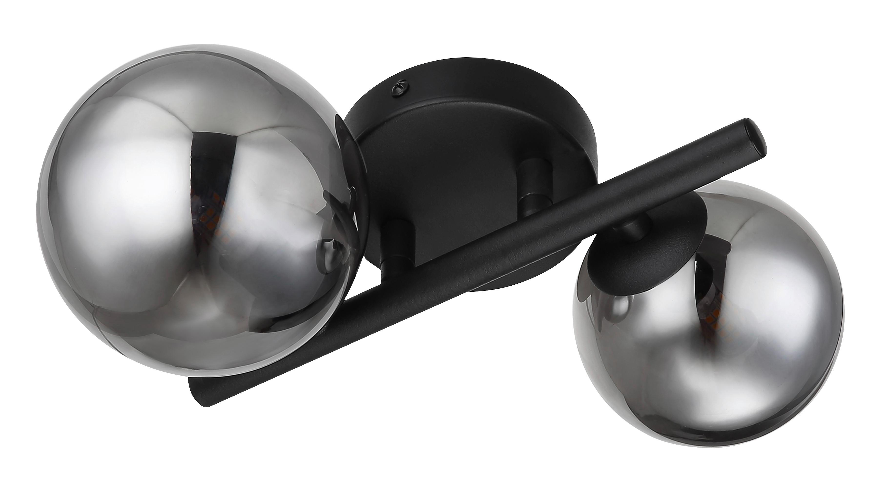 Led Falilámpa 56133-2w - fekete, Design, Üveg/fém (24/25/12,5cm) - Globo
