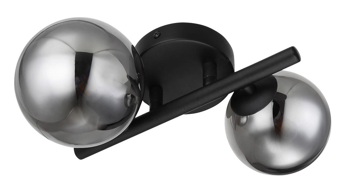 Led Falilámpa 56133-2w - fekete, Design, Üveg/fém (24/25/12,5cm) - Globo