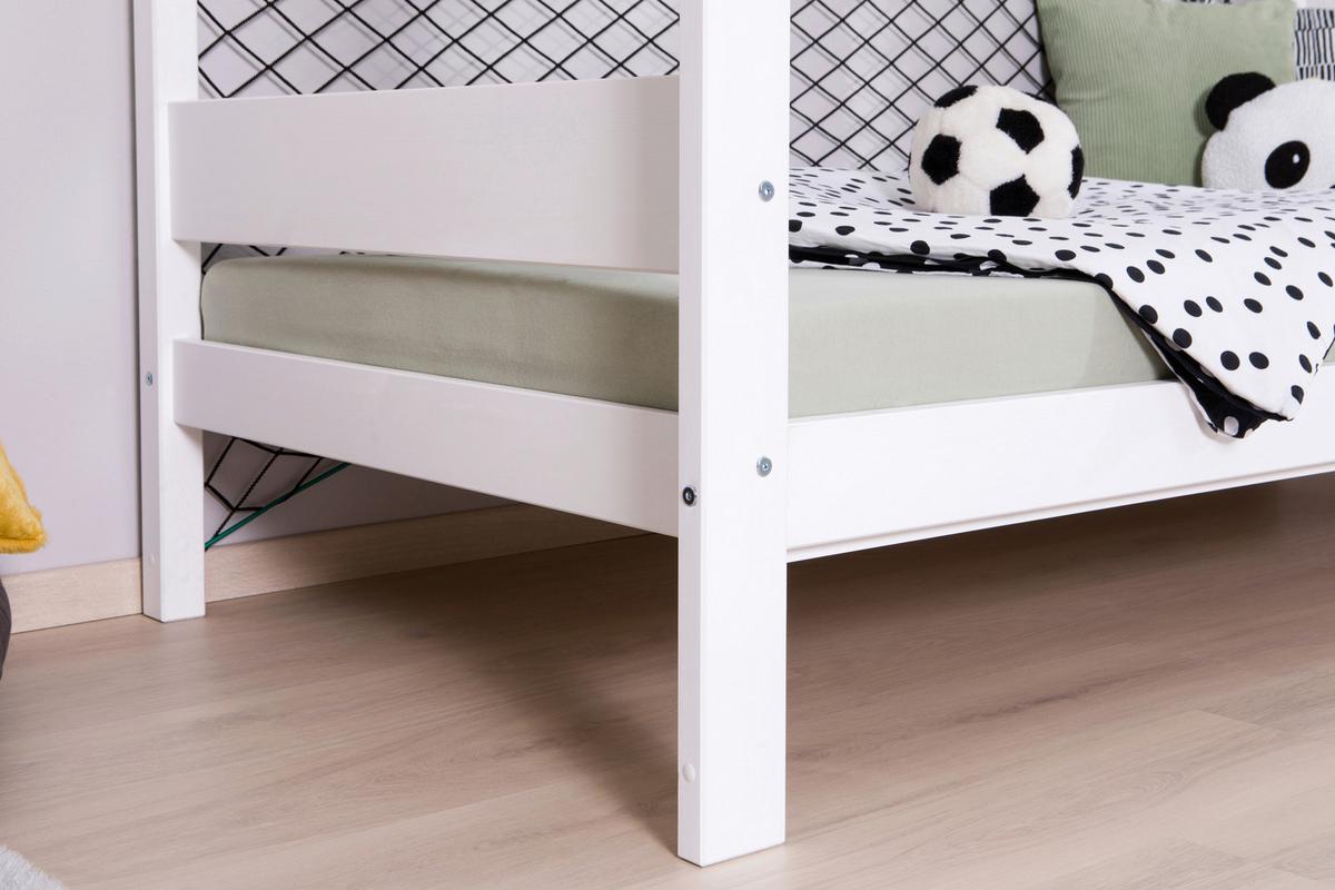 Bodenbett mit Matratze 90x200 cm Weiß - Weiß/Naturfarben, MODERN, Holz/Textil (90/200cm) - MID.YOU