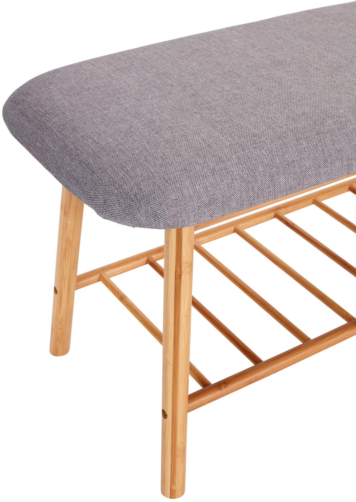 Garderobenbank Hagen B: 90cm Ablage, Grau/bambus - Naturfarben/Grau, MODERN, Holz/Textil (90/44/34cm) - Ondega