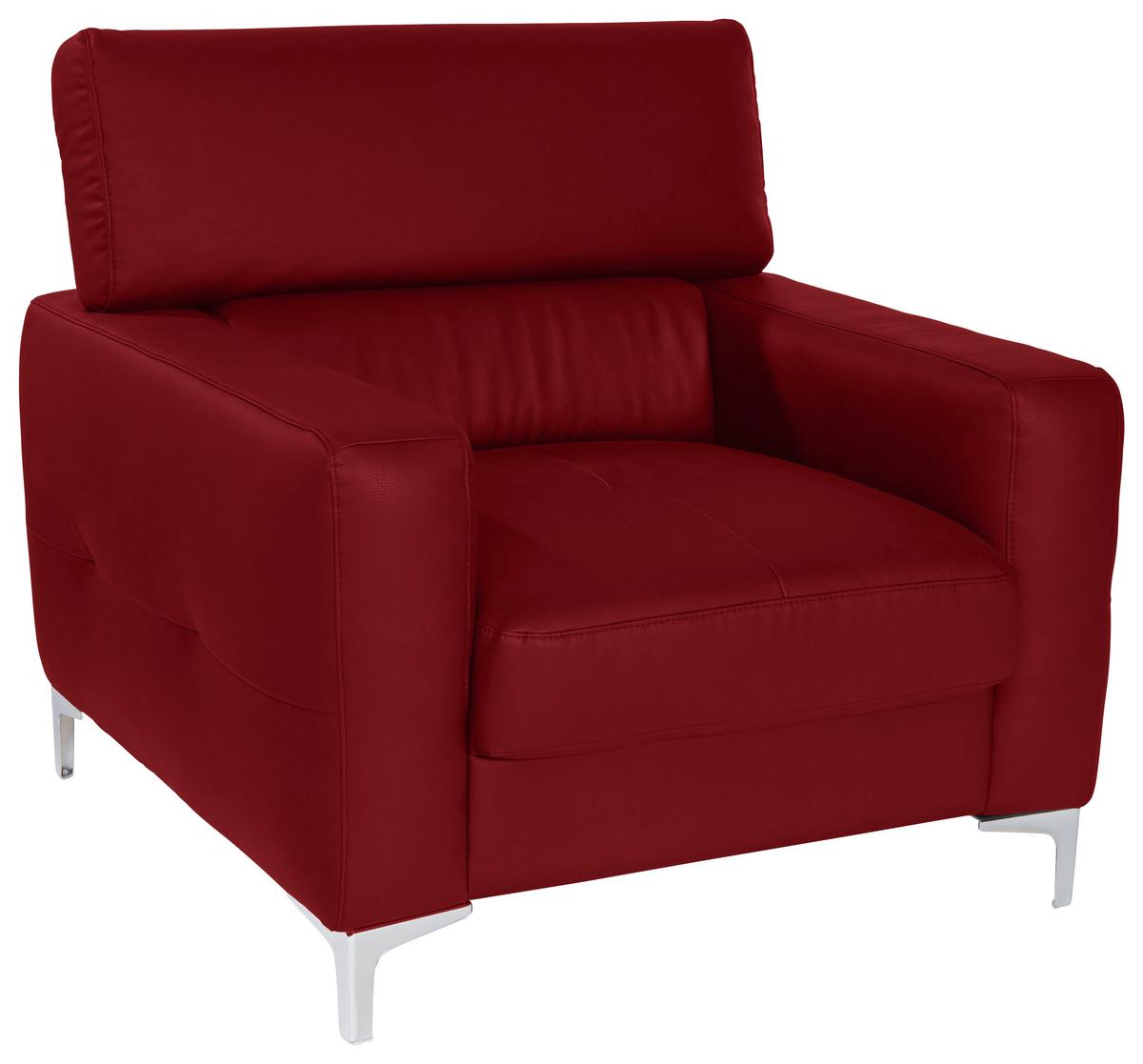 Polstersessel Sammy Rot Leder - Chromfarben/Rot, Design, Leder (99/78-92/106cm) - Livetastic