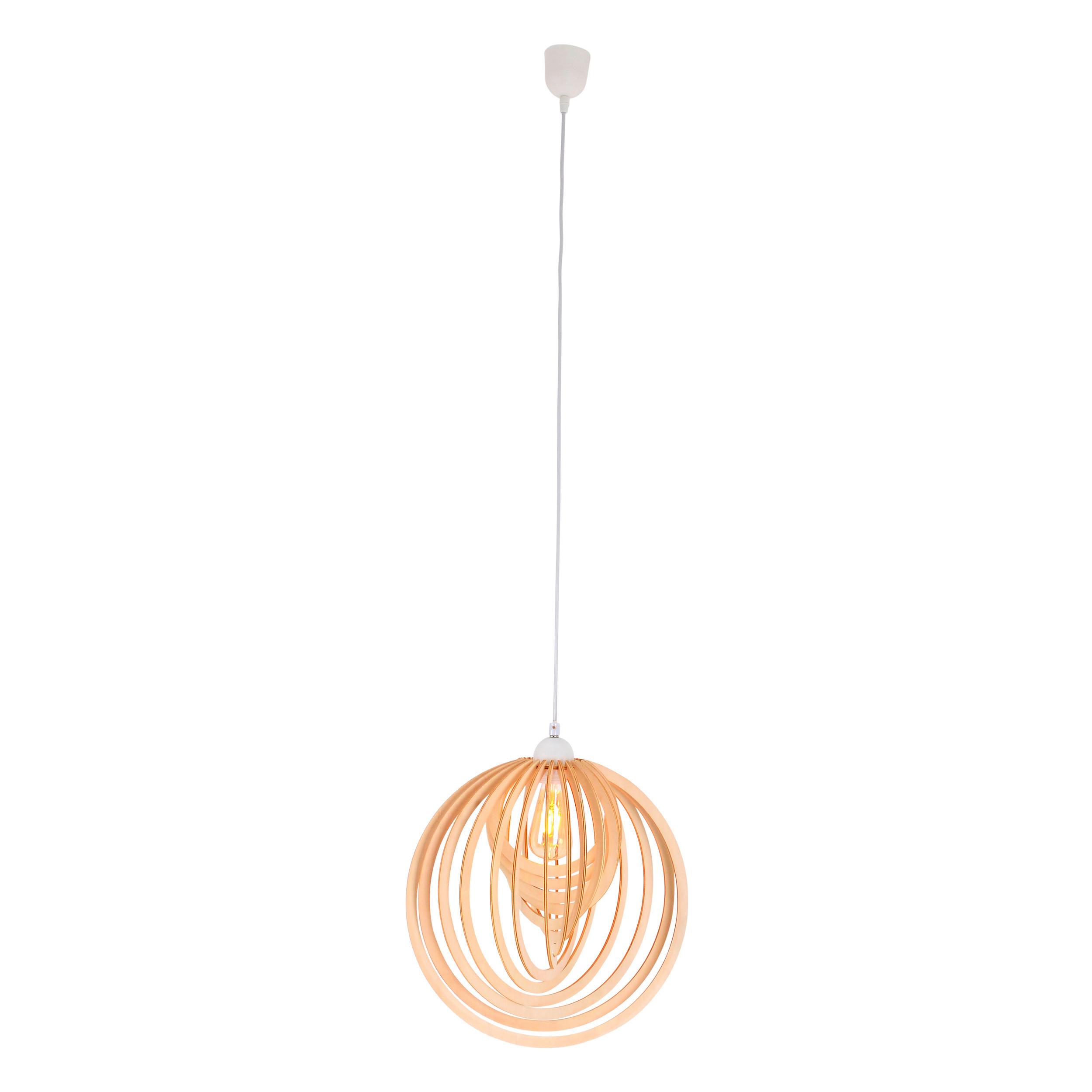 Hängeleuchte Armella H: 145 cm 1-Flammig, Kugelform - Naturfarben/Weiß, Natur, Holz/Kunststoff (40/145cm) - Näve