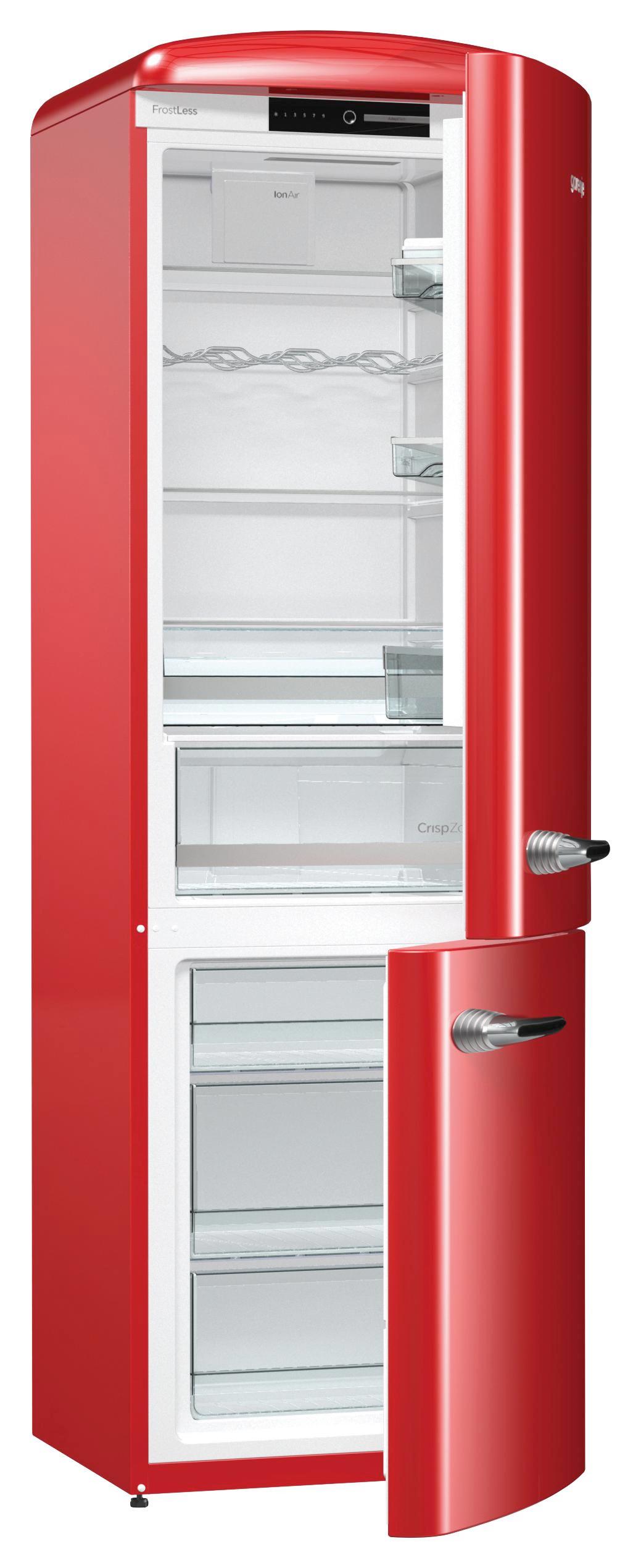 Gorenje Kühl-gefrier- Kombination Ork192rd - Rot, KONVENTIONELL, Kunststoff (60/194/66,90cm) - Gorenje