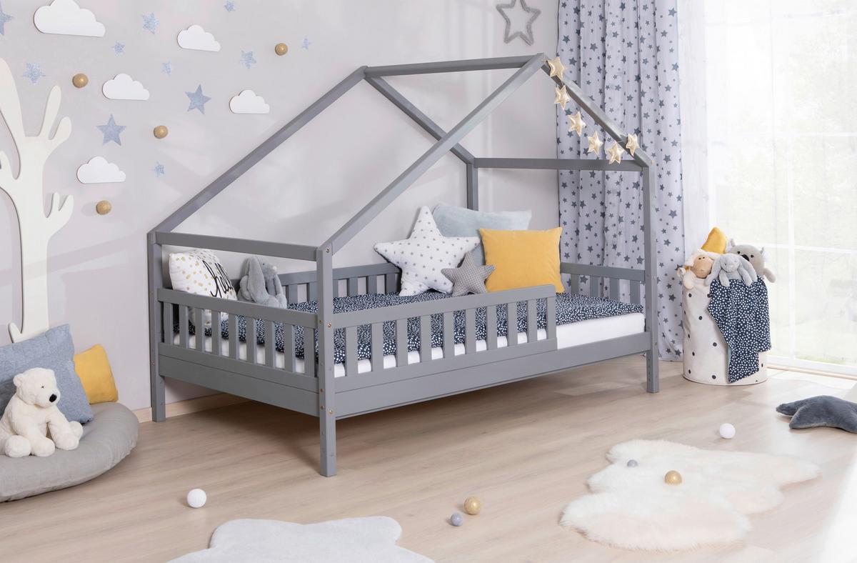 Hausbett Lou Hellgrau B: 140 Cm - Hellgrau/Naturfarben, MODERN, Holz (140/200cm) - MID.YOU