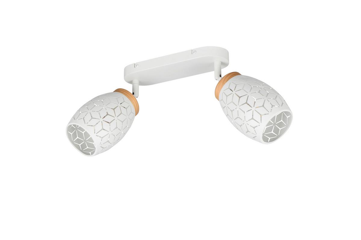 Deckenstrahler Bidar Naturfarben Weiß L: 28cm - Naturfarben/Weiß, Trend, Holz/Metall (28/27/12cm)