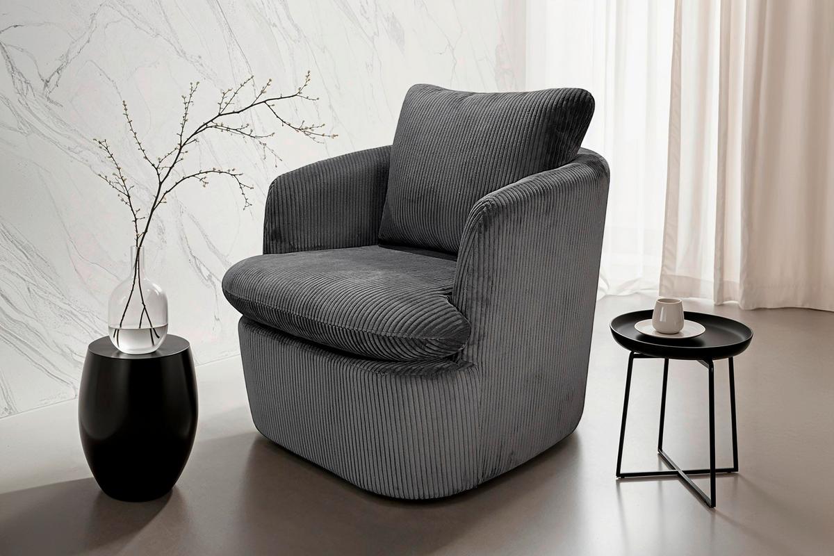 Sessel Harmony Dunkelgrau B: 72 cm - Dunkelgrau, Basics, Textil (72/78/77cm) - MID.YOU