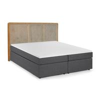 Boxspringbett Naturfarben /Dunkelgrau 180x200cm - Dunkelgrau/Schwarz, Basics, Holz/Textil (180/200cm) - Livetastic
