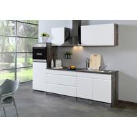 Küchenzeile Cardiff Mit Geräten 270 Cm Weiß Hochglanz/eiche - Weiß Hochglanz/Weiß, Basics, Holzwerkstoff (270cm) - Held