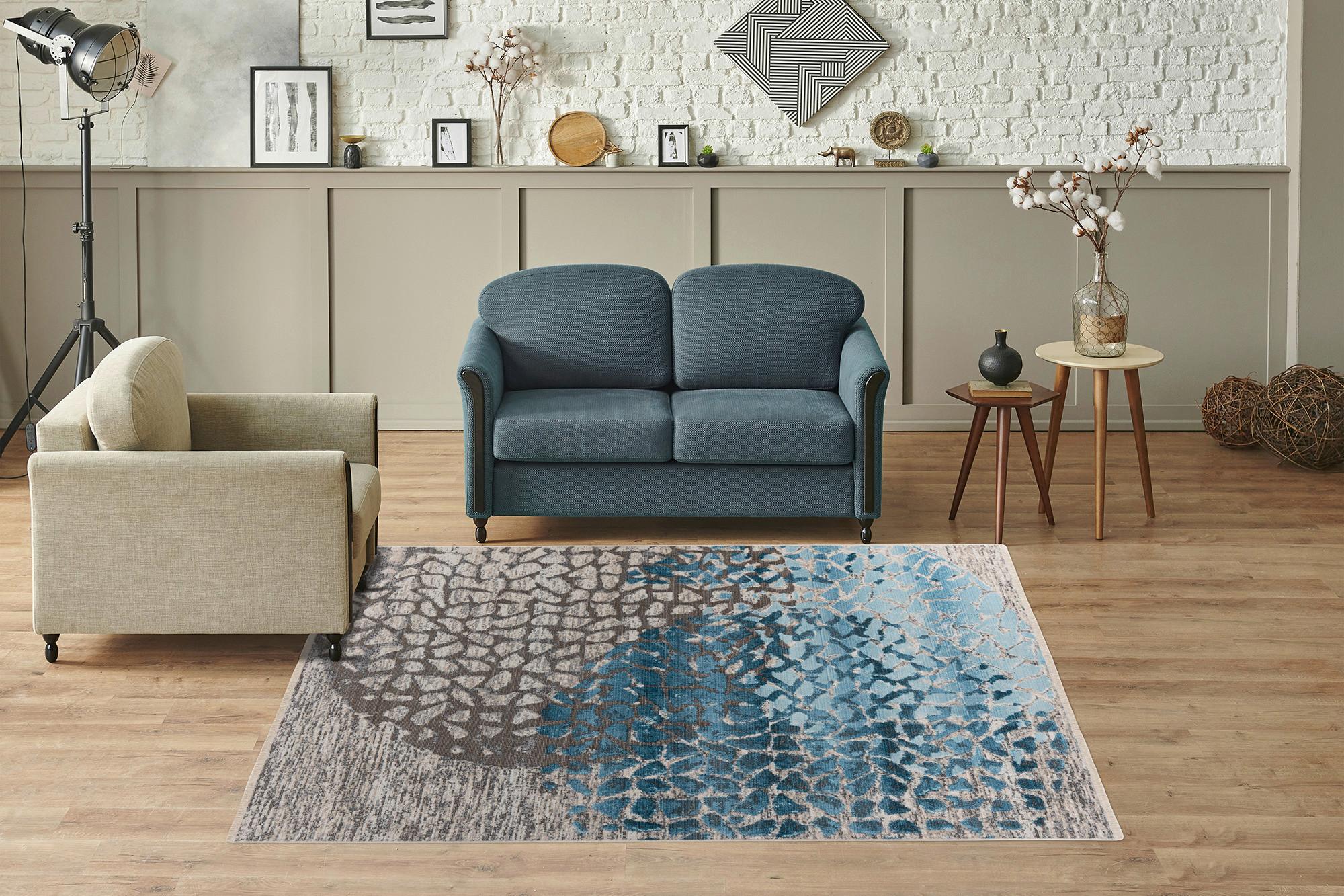 Teppich Blau Dilan 80x150 Cm Naturfaser - Blau/Multicolor, KONVENTIONELL, Textil (80/150cm)