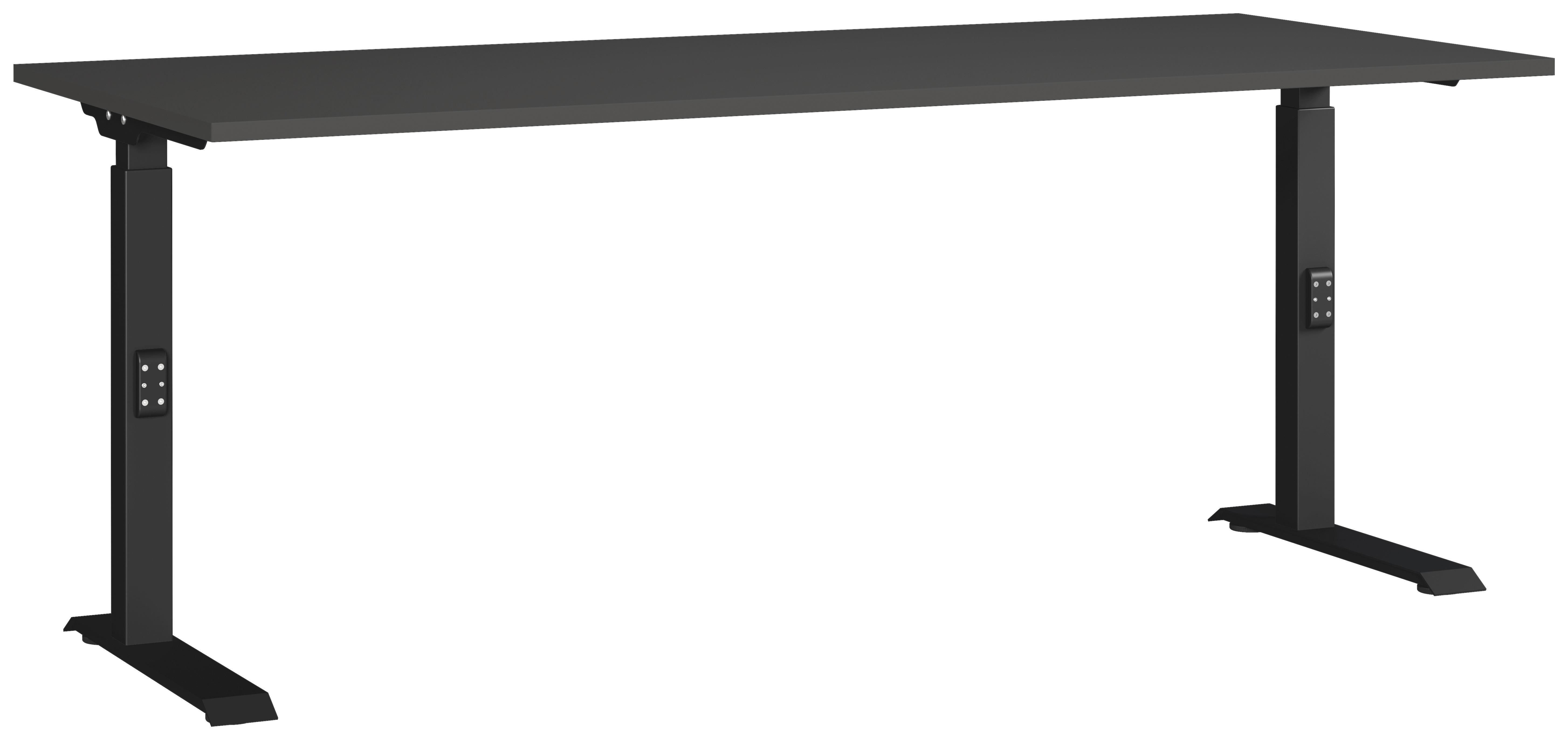 Schreibtisch Schwarz/Graphitfarben L: 180cm - Schwarz/Graphitfarben, MODERN, Holzwerkstoff/Metall (180/80/68-91cm) - Germania