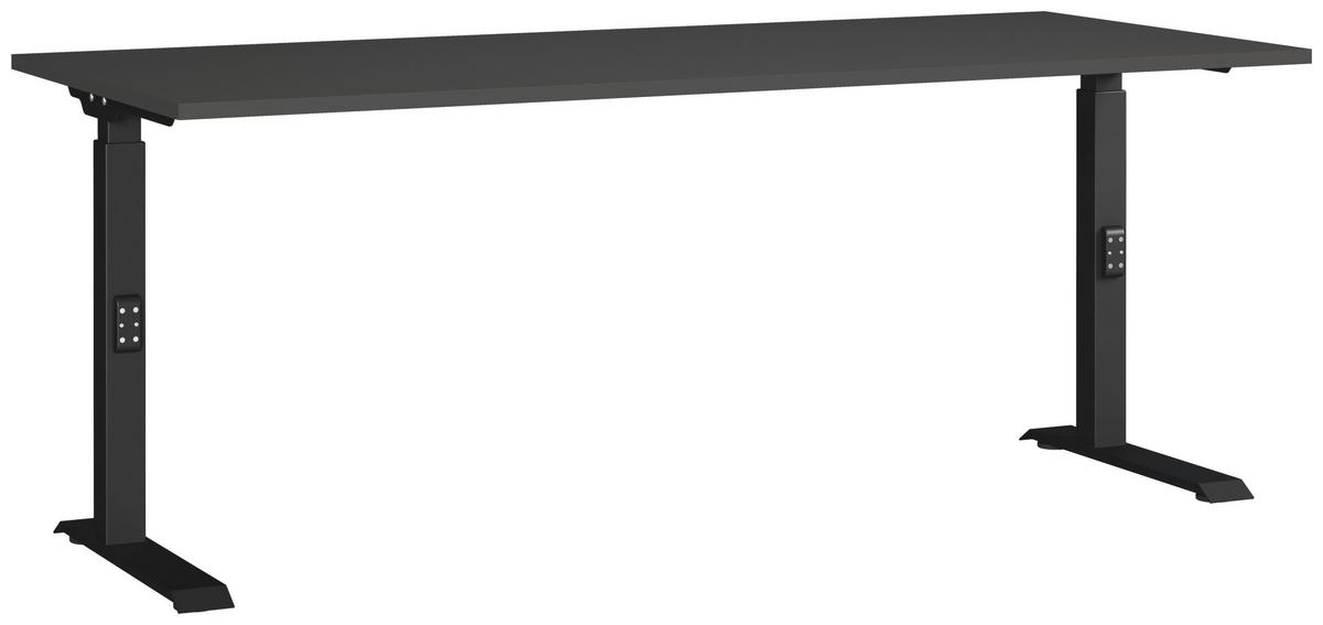 Schreibtisch Schwarz/Graphitfarben L: 180cm - Schwarz/Graphitfarben, MODERN, Holzwerkstoff/Metall (180/80/68-91cm) - Germania