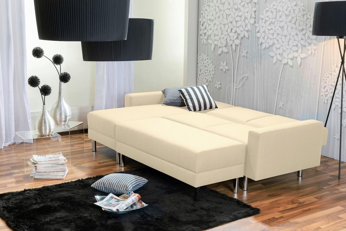 Ecksofa mit Schlaffunktion Just Fashion Beige - Chromfarben/Beige, KONVENTIONELL, Textil (152/230cm) - Max Winzer
