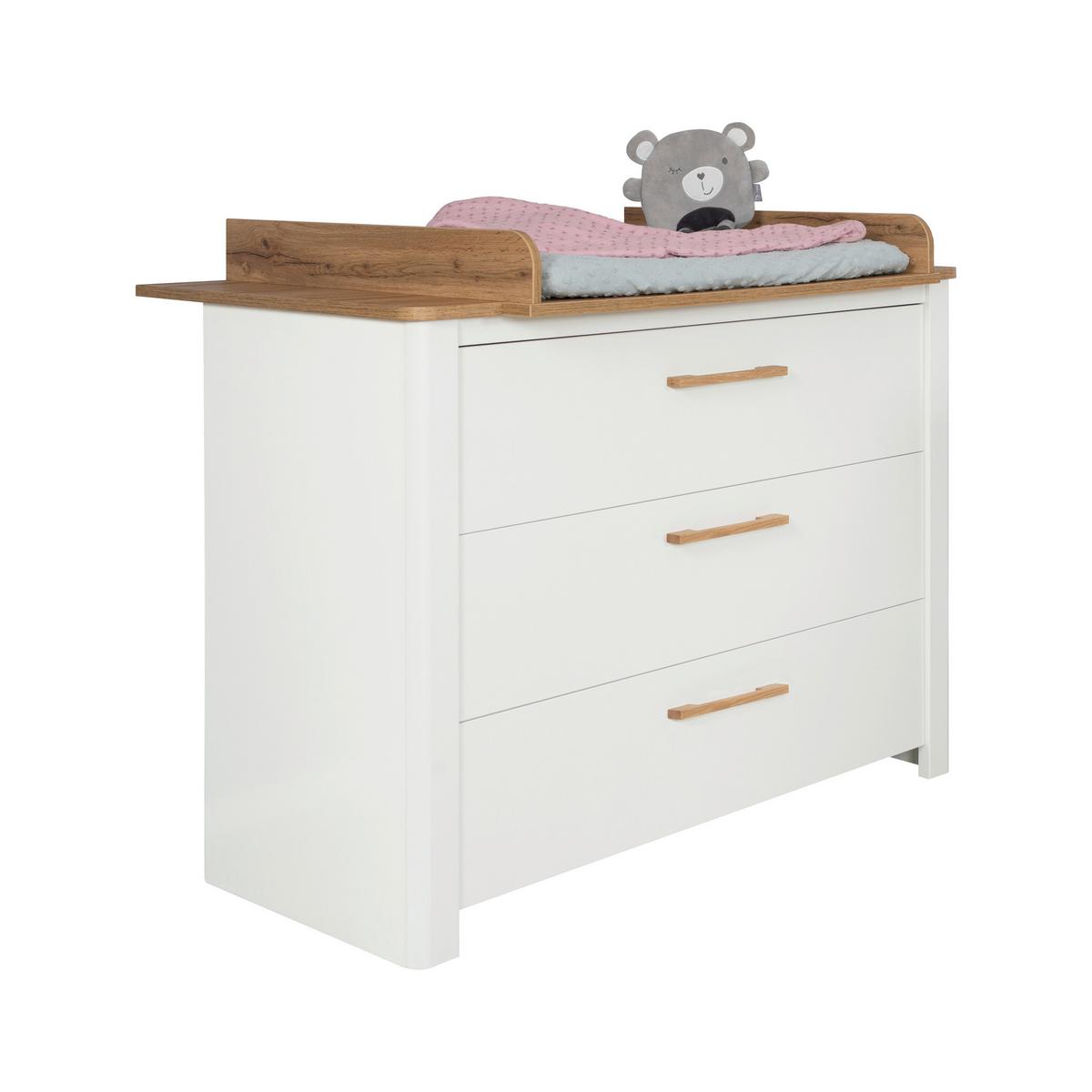 Wickelkommode Weiß/natur - Weiß, Basics, Holzwerkstoff (119/100/76cm) - Roba