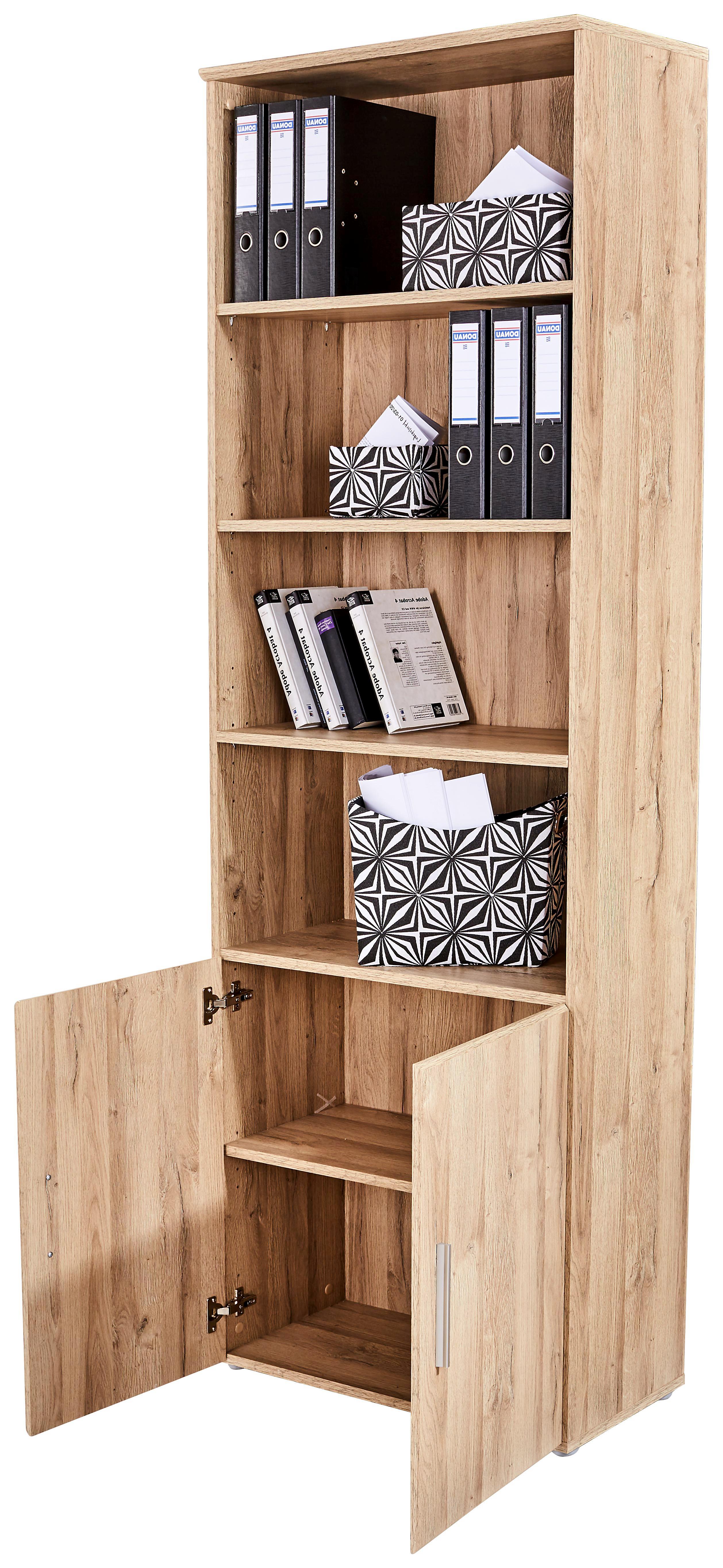 Klassisches Regal mit 4 offenen Fächern und Türen