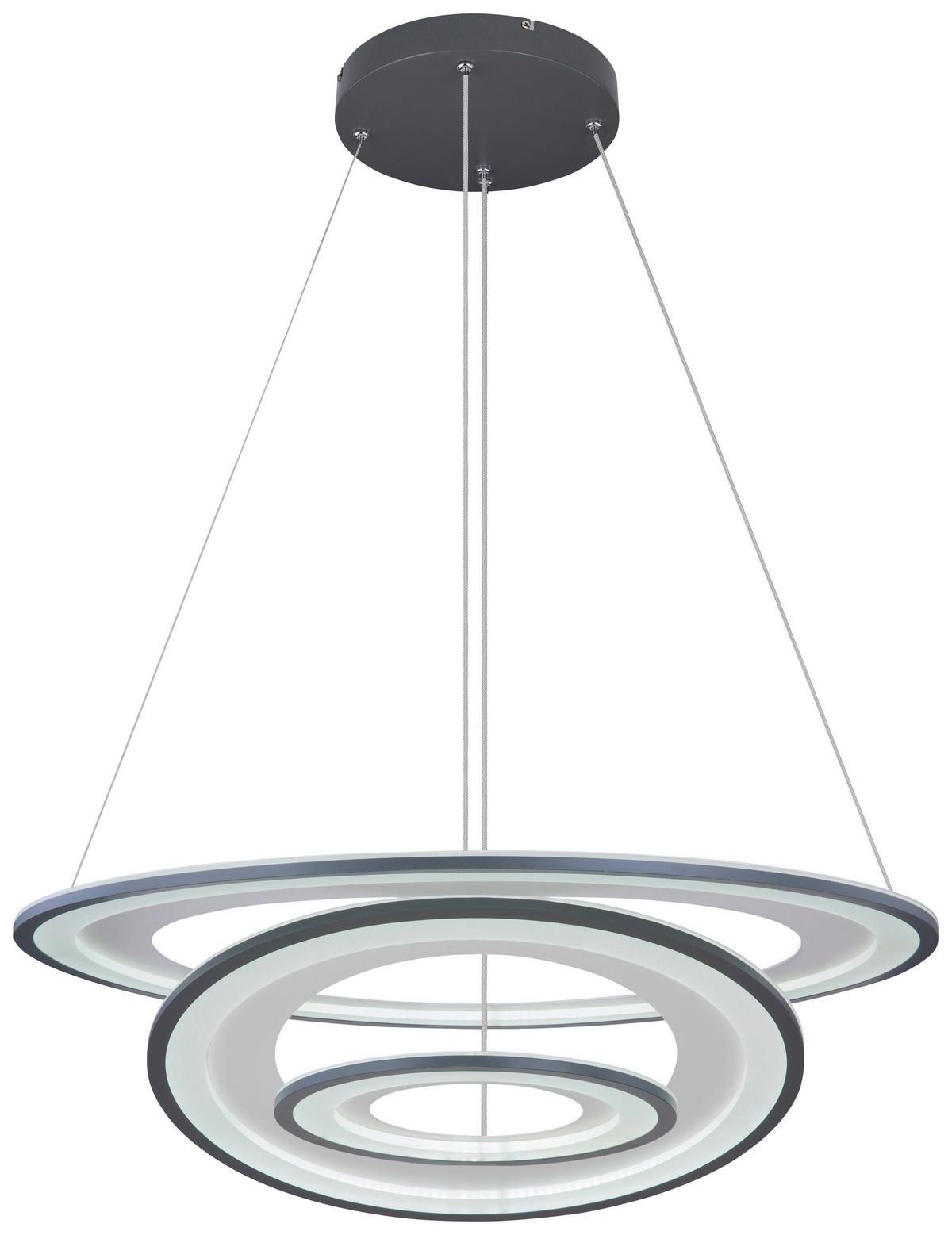 LED-Hängeleuchte H: 120 cm 1-Flammig mit Stufenschalter - Opal/Graphitfarben, Basics, Kunststoff/Metall (79,5/120cm) - Globo