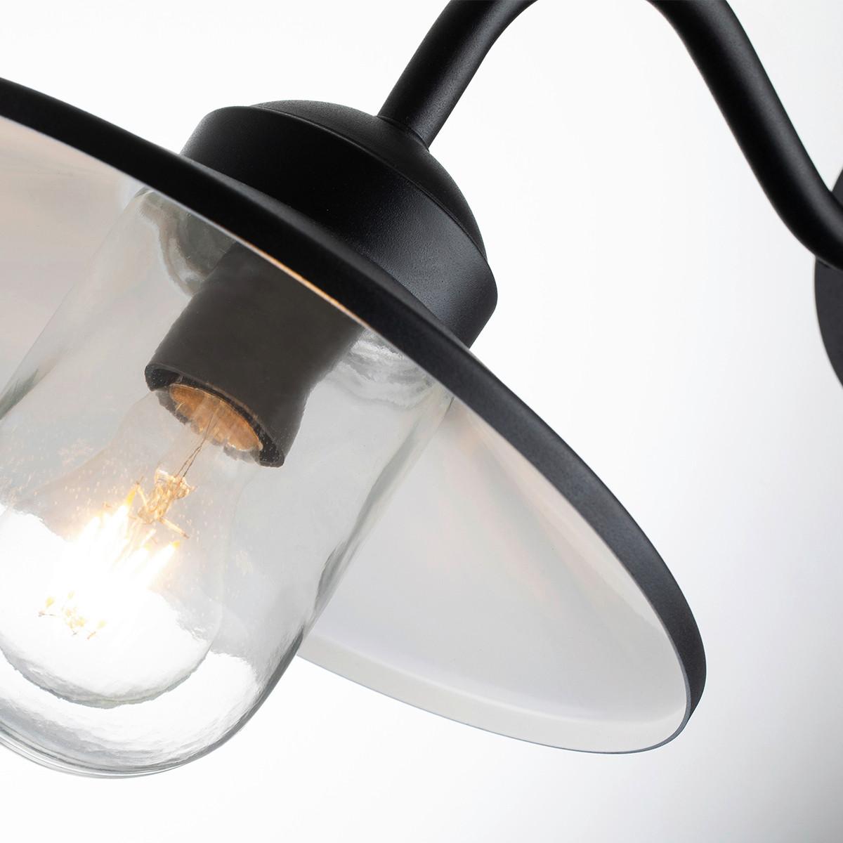AUßENWANDLEUCHTE KLAMPENBORG-PIR-BK - Schwarz, Design, Glas/Metall (42/27.5/25.5cm) - Elstead Lighting