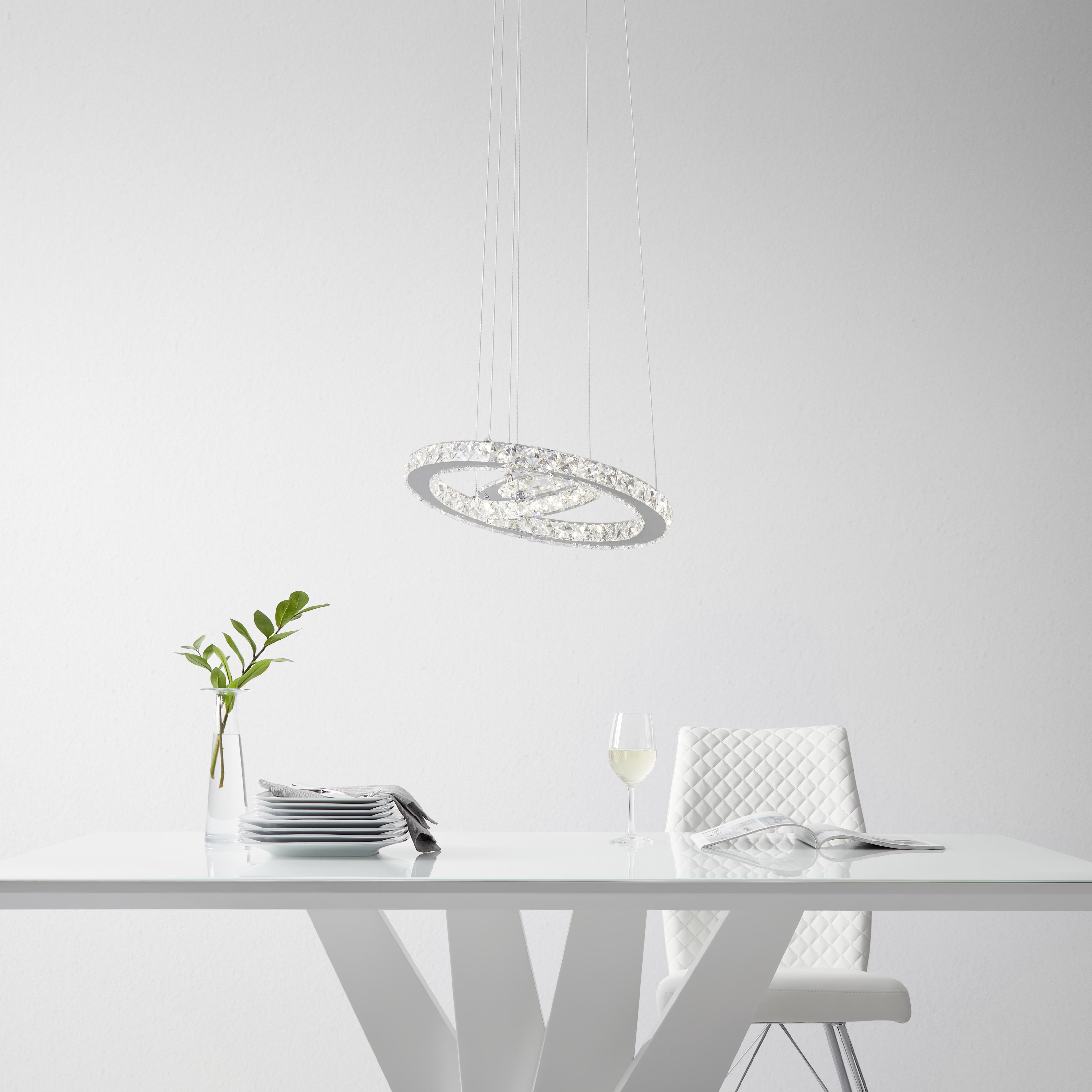 Led Závesná Lampa Forli 100-150cm, 24 Watt - chrómová, Moderný, kov/plast (40/100-150cm) - Premium Living