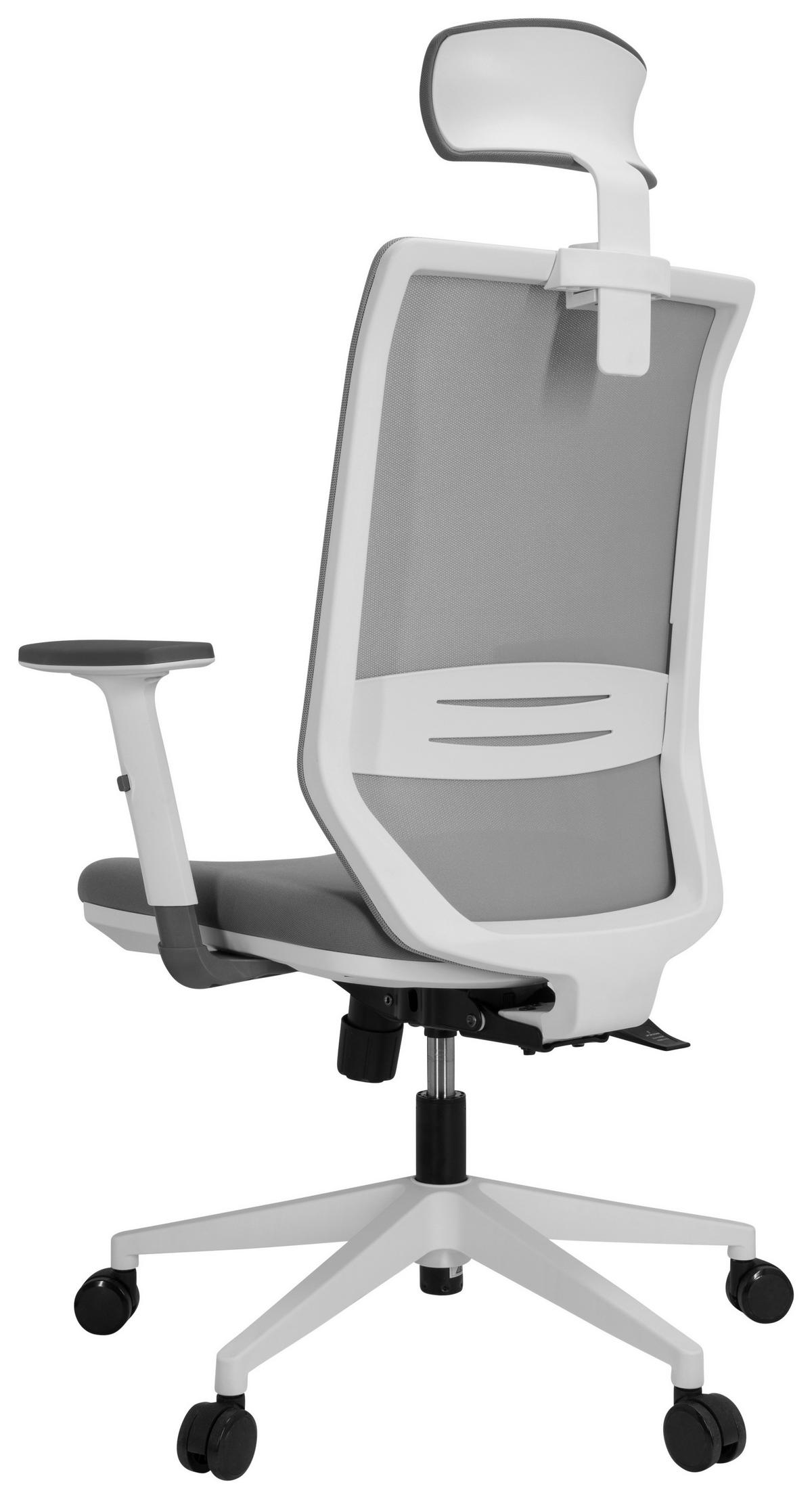 Bürostuhl Profondo Pro Grau/weiß Bis 120 Kg - Weiß/Grau, Basics, Kunststoff/Textil (70/117/62cm) - MID.YOU