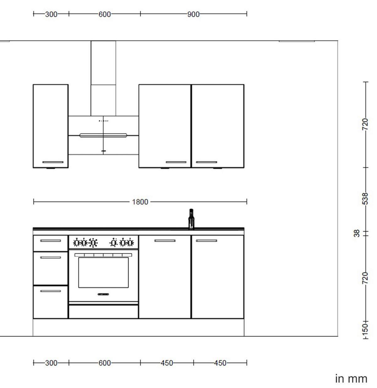 KÜCHENLEERBLOCK TOUCH HIGH - LINE, H1 LINKS - Weiß/Grau, MODERN, Holzwerkstoff (180cm) - Nobilia