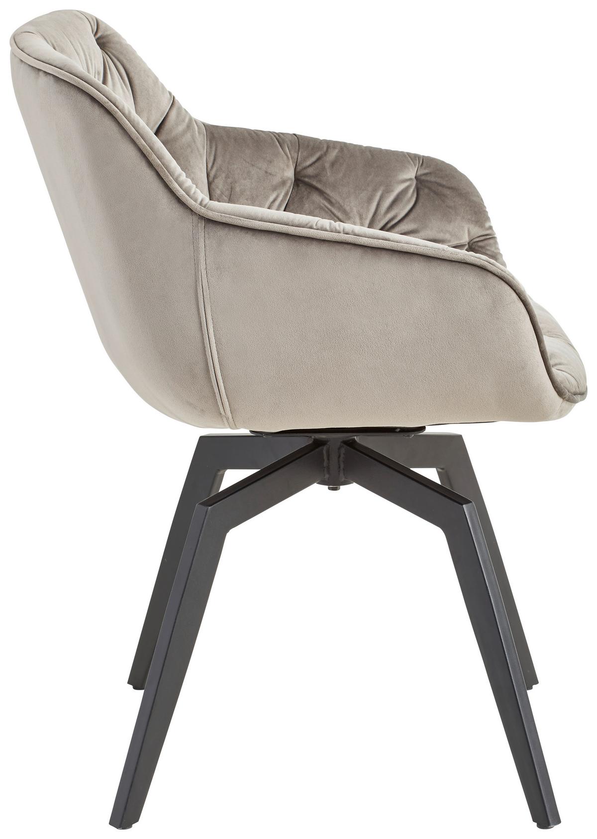 Armlehnstuhl-Set Grau mit drehbare Sitzfläche - Schwarz/Grau, MODERN, Holz/Textil (59,5/84/63,5cm) - Livetastic