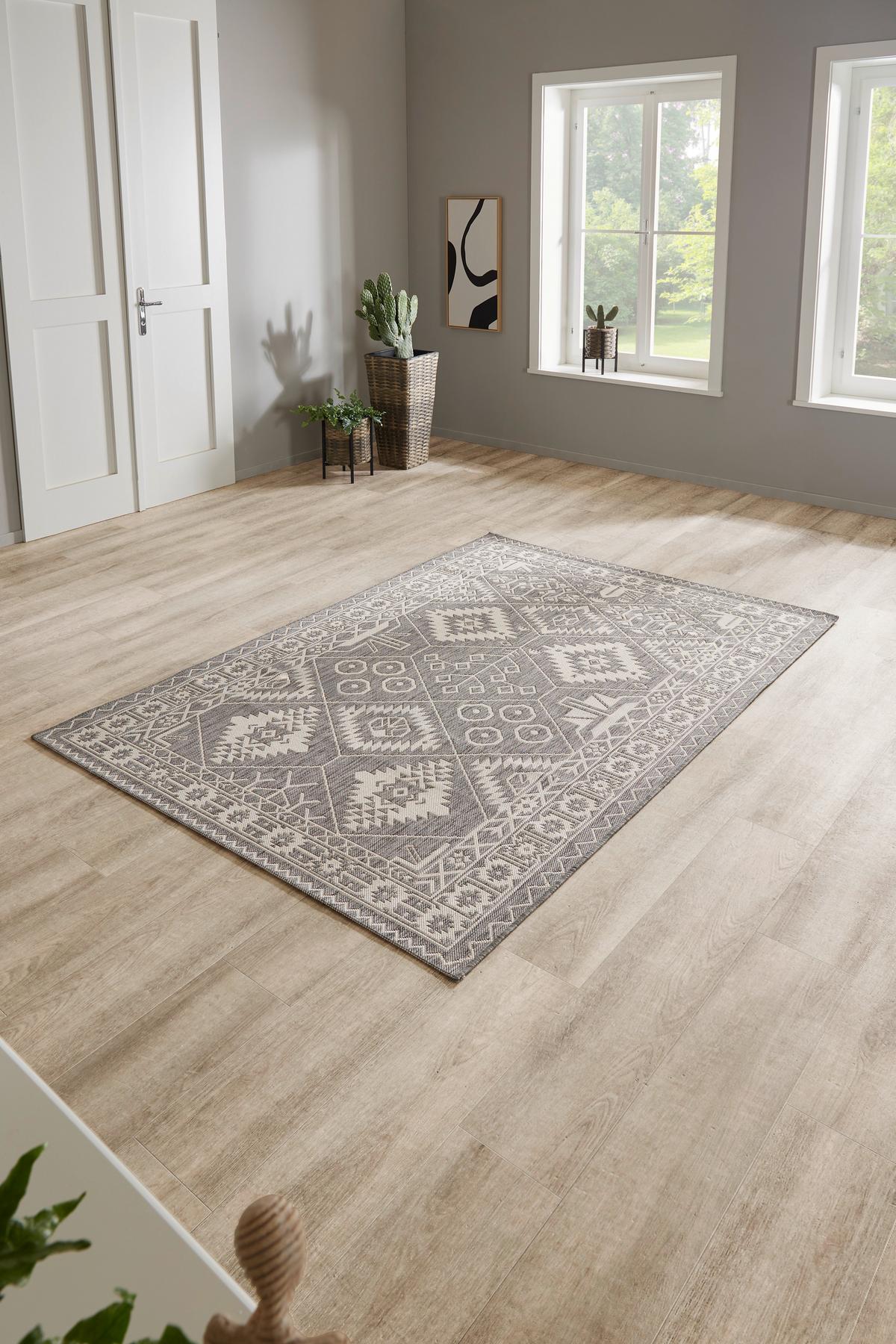 Flachwebteppich Grau Mary 120x170 cm Synthetikfaser - Grau, Basics, Textil (120/170cm) - Luca Bessoni