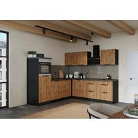 Eckküche Liverpool Graphit/ Eiche Dekor S: 240x240 cm - Schieferfarben/Eiche Wotan, Basics, Holzwerkstoff (240/240cm) - Held