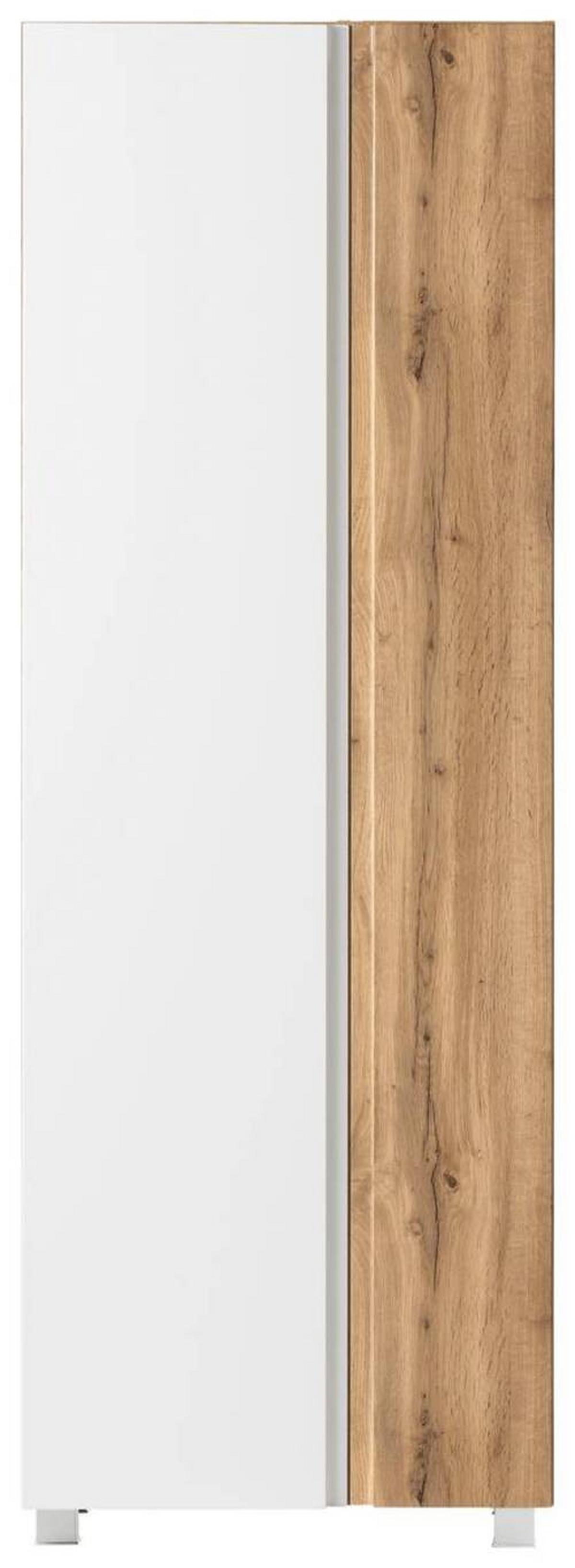 Badezimmer Hochschrank Varese BxH 65x180 cm Weiß/Eiche Dekor - Eiche Wotan/Weiß, MODERN, Holzwerkstoff (65/180/35cm) - Held